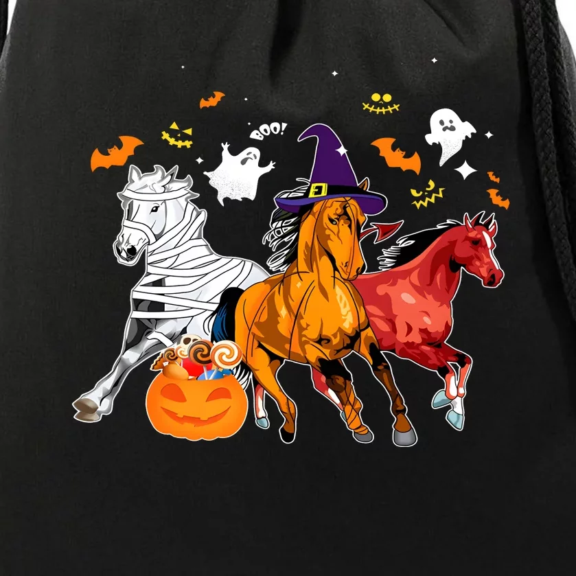 Witch Horse Halloween Spooky Season Drawstring Bag