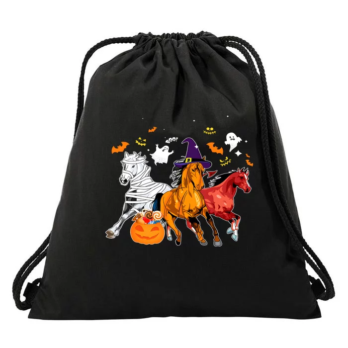 Witch Horse Halloween Spooky Season Drawstring Bag