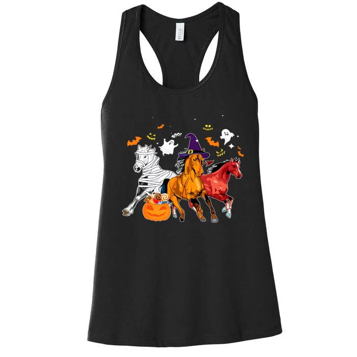 Witch Horse Halloween Spooky Season Women's Racerback Tank