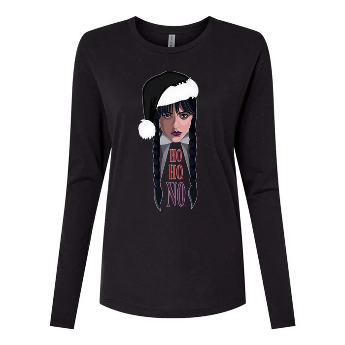 Wednesday Holiday Ho Ho No Gift Womens Cotton Relaxed Long Sleeve T-Shirt