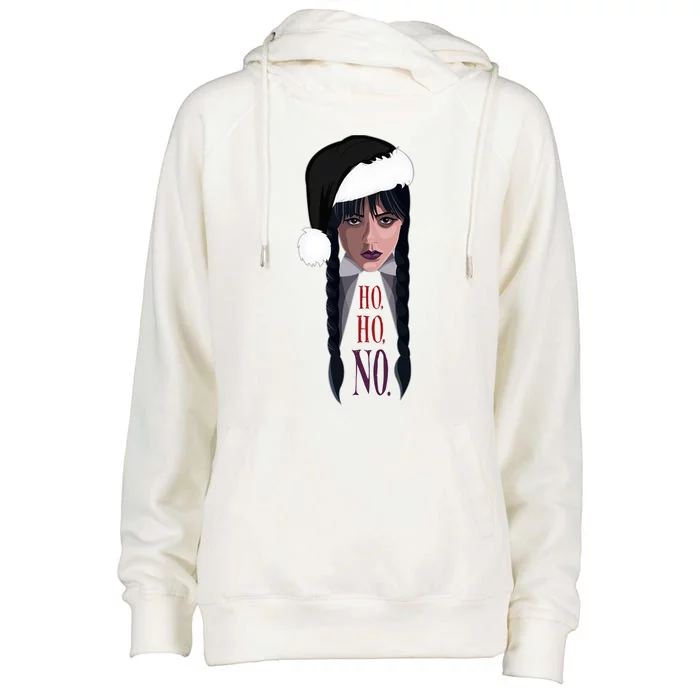 Wednesday Holiday Ho Ho No Gift Womens Funnel Neck Pullover Hood