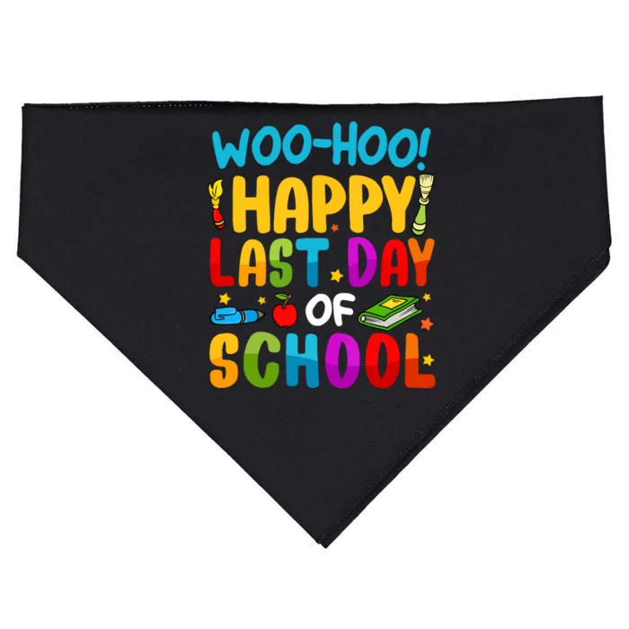 Woo Hoo Happy Last Day Of School For Teachers Students USA-Made Doggie Bandana