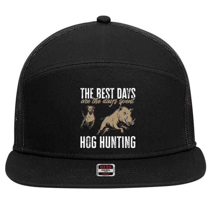 Wild Hog Hunting Dog Boar Hunting 7 Panel Mesh Trucker Snapback Hat