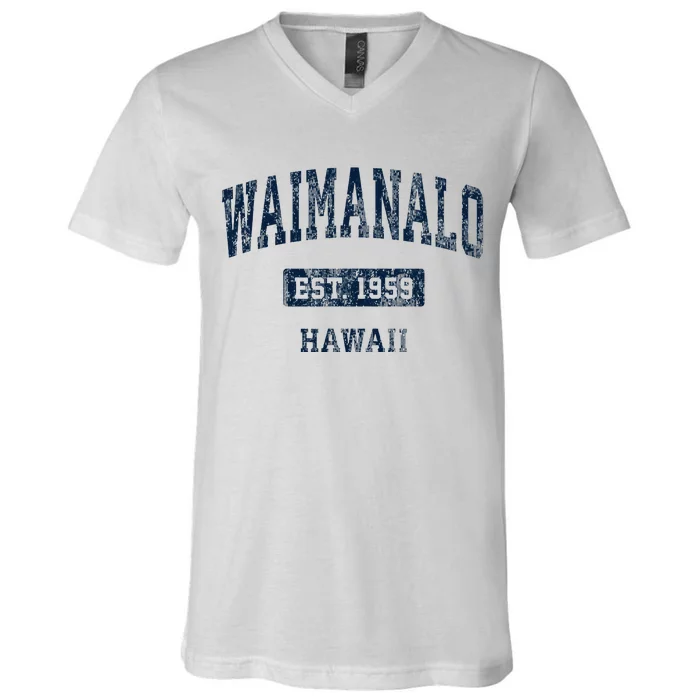 Waimanalo Hawaii Hi Vintage Sports Established V-Neck T-Shirt