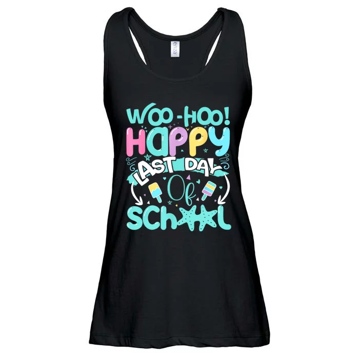 Woo Hoo Happy Last Day Of School | Fun Teacher Student Ladies Essential Flowy Tank