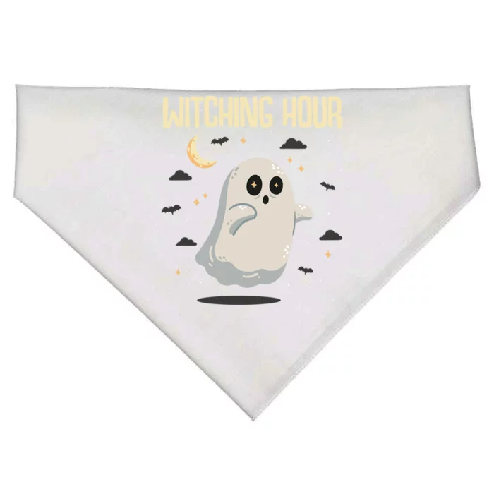 Witching Hour Halloween Ghost Spirits Cute Gift USA-Made Doggie Bandana