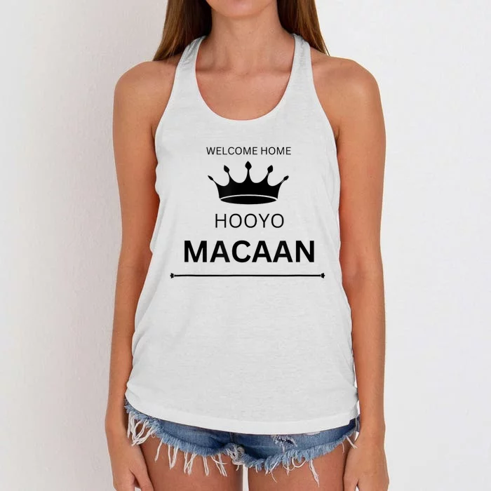 Welcome Home Hooyo Macaan Women's Knotted Racerback Tank