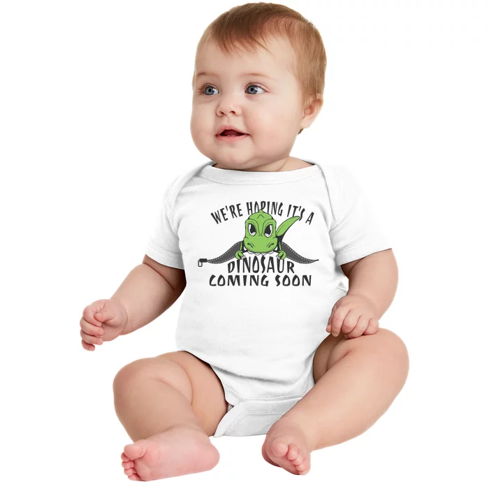 We're Hoping It's A Dinosaur Coming Soon Pregnancy Announcement Baby Bodysuit