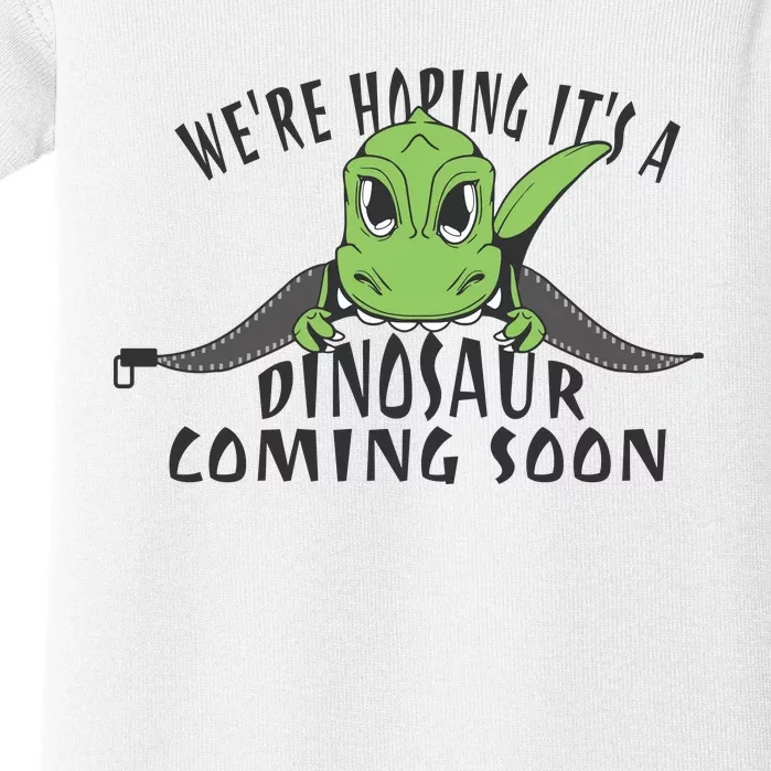 We're Hoping It's A Dinosaur Coming Soon Pregnancy Announcement Baby Bodysuit