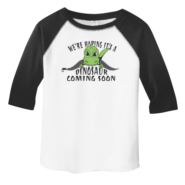 We're Hoping It's A Dinosaur Coming Soon Pregnancy Announcement Toddler Fine Jersey T-Shirt