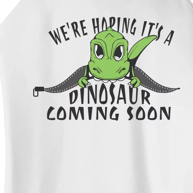 We're Hoping It's A Dinosaur Coming Soon Pregnancy Announcement Women’s Perfect Tri Rocker Tank