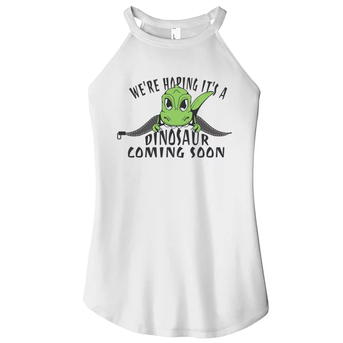 We're Hoping It's A Dinosaur Coming Soon Pregnancy Announcement Women’s Perfect Tri Rocker Tank