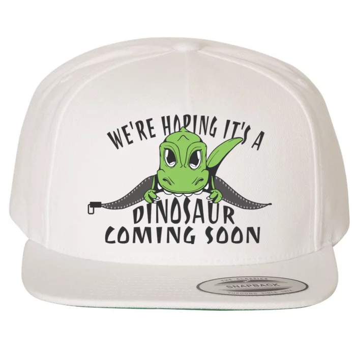 We're Hoping It's A Dinosaur Coming Soon Pregnancy Announcement Wool Snapback Cap