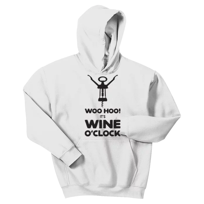 Woo Hoo Its Wine OClock Funny Wine Lover Kids Hoodie