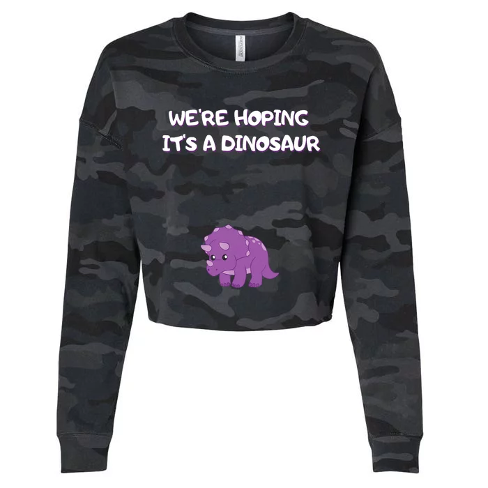 We're Hoping It's A Dinosaur Funny Pregnancy Cropped Pullover Crew