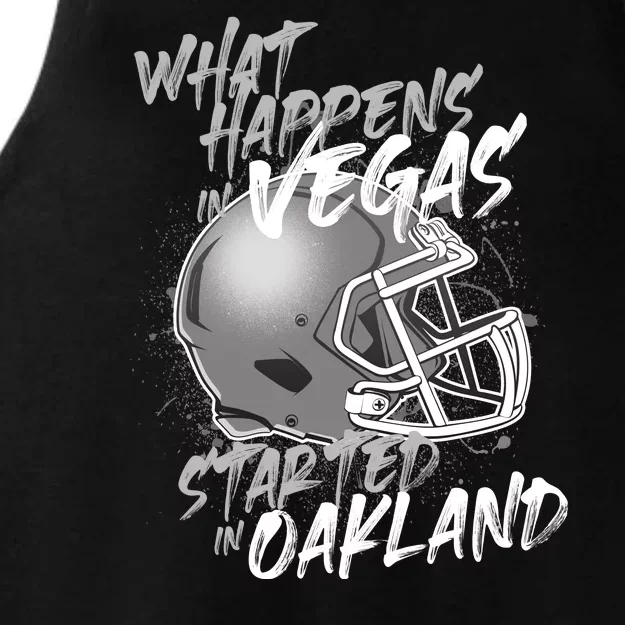 What Happens In Vegas Started In Oakland Football Fan Ladies Tri-Blend Wicking Tank