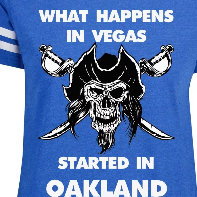 What Happens In Vegas Started In Oakland Gift Christmas Enza Ladies Jersey Football T-Shirt