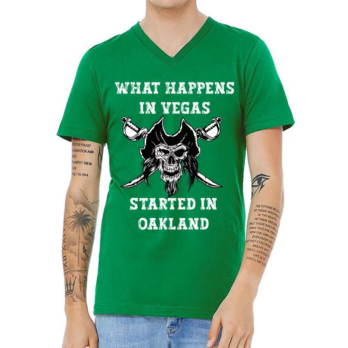 What Happens In Vegas Started In Oak Town V-Neck T-Shirt