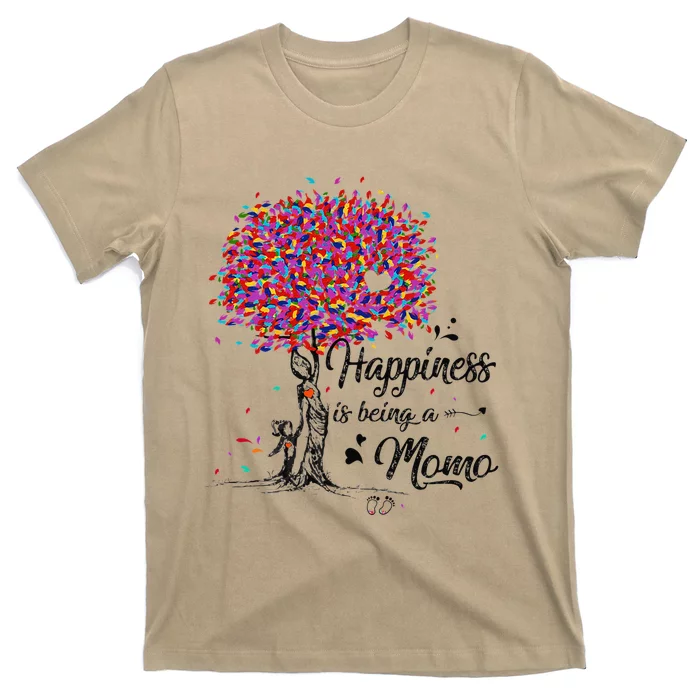 Womens Happiness Is Being A Momo Cute Mother's Day Gifts T-Shirt