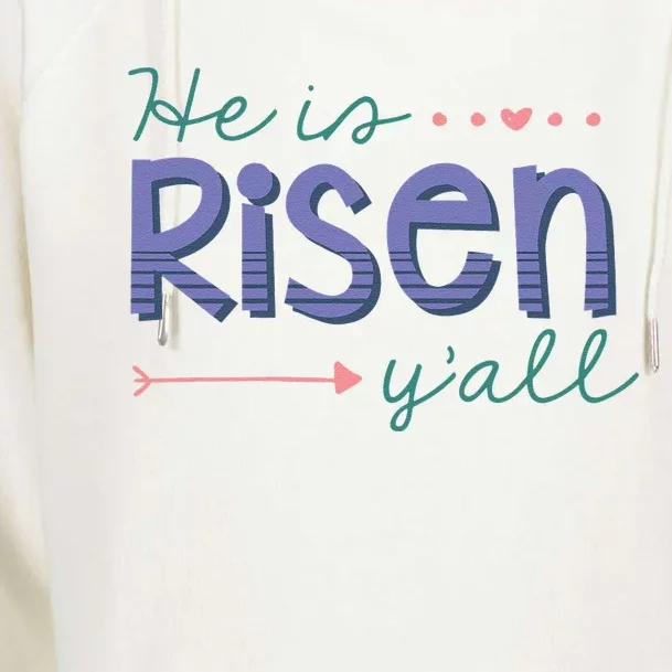 Womens He Is Risen Y'all Southern Style Easter Christian Womens Funnel Neck Pullover Hood