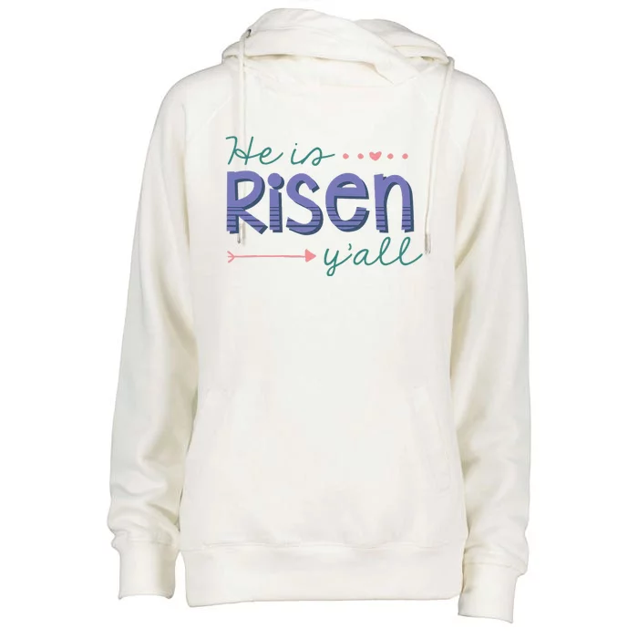 Womens He Is Risen Y'all Southern Style Easter Christian Womens Funnel Neck Pullover Hood