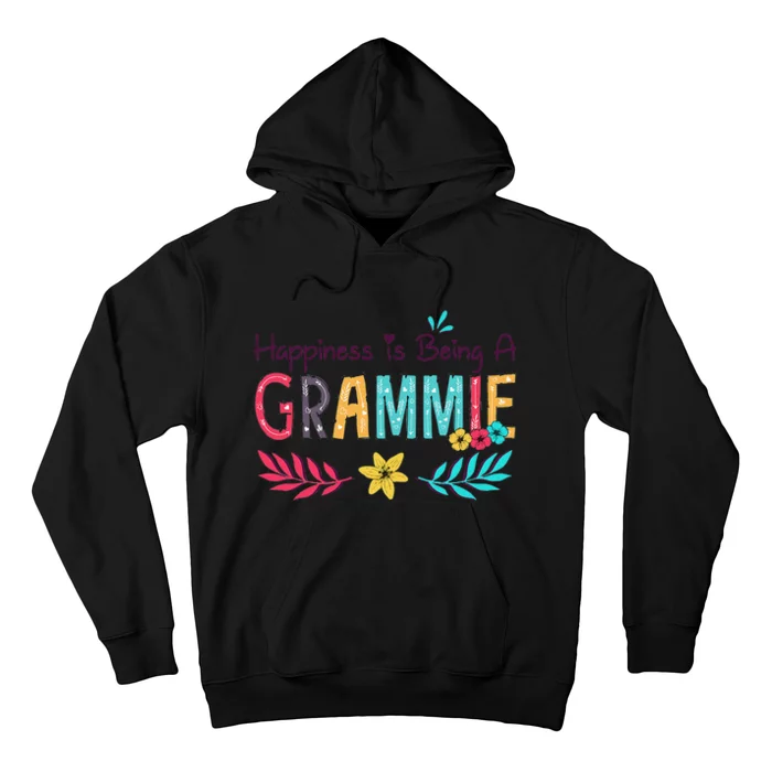 Womens Happiness Is Being A Grammie Floral Decoration Grandma Hoodie