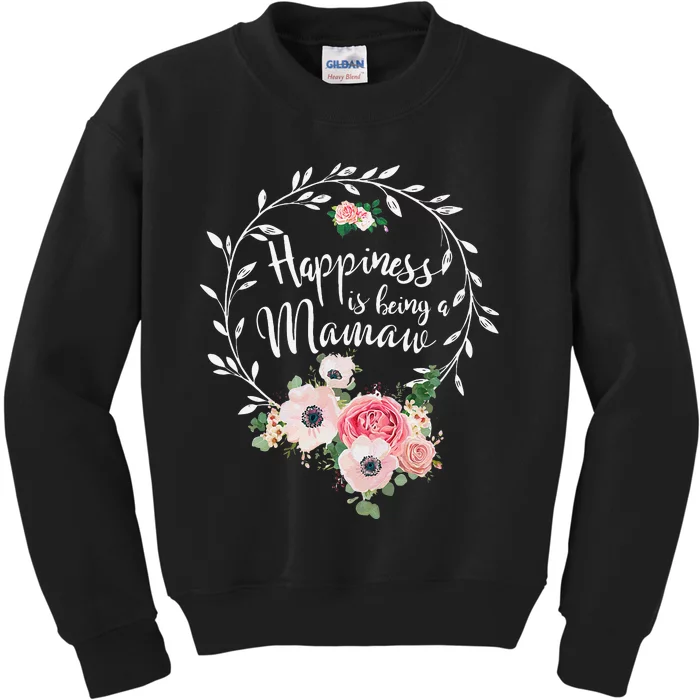 Womens Happiness Is Being A Mamaw Floral Decoration Grandma Kids Sweatshirt