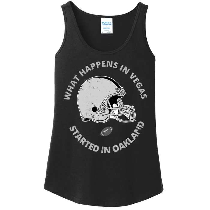 What Happens In Vegas Started In Oakland Ladies Essential Tank