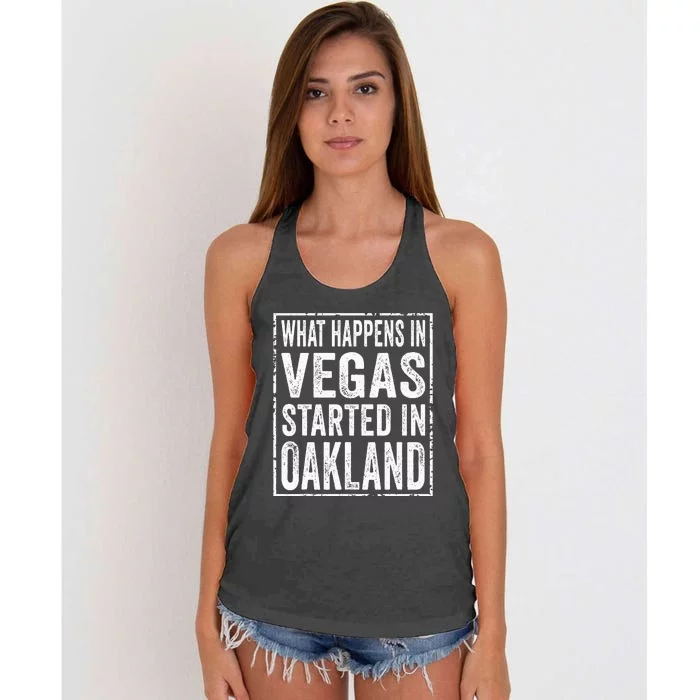 What Happens In Vegas Started In Oakland Women's Knotted Racerback Tank