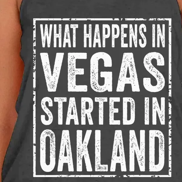 What Happens In Vegas Started In Oakland Women's Knotted Racerback Tank