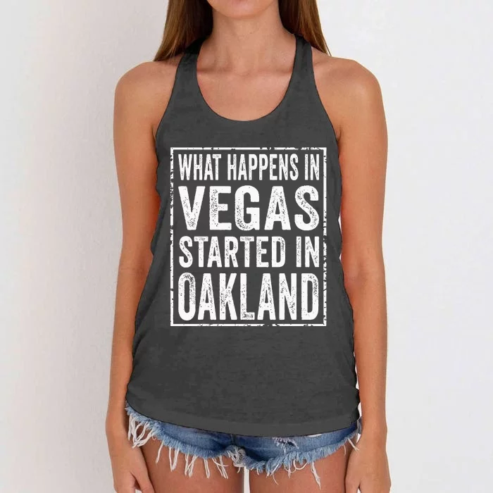 What Happens In Vegas Started In Oakland Women's Knotted Racerback Tank