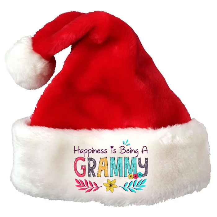 Womens Happiness Is Being A Grammy Floral Decoration Grandma Premium Christmas Santa Hat