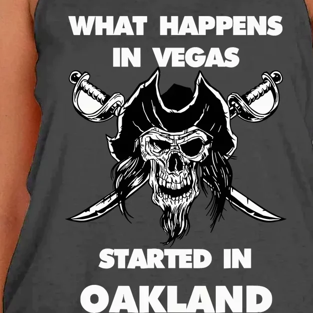 What Happens In Vegas Started In Oakland Gift Christmas Women's Knotted Racerback Tank