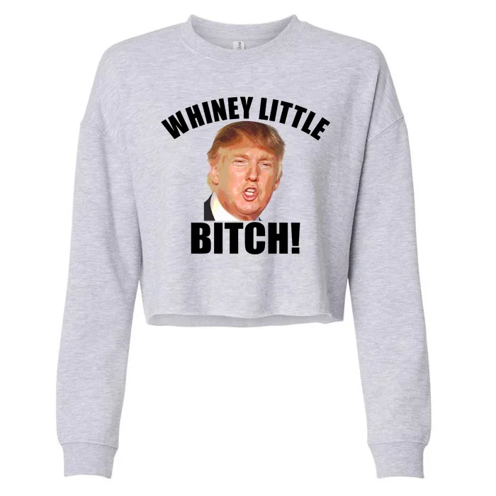 Whiney Little Bitch! Trump Hillary For President Cropped Pullover Crew