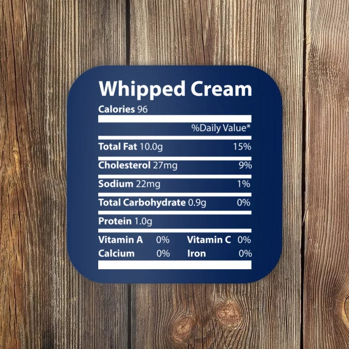 Whipped Cream Nutritional Facts Funny Thanksgiving Coaster