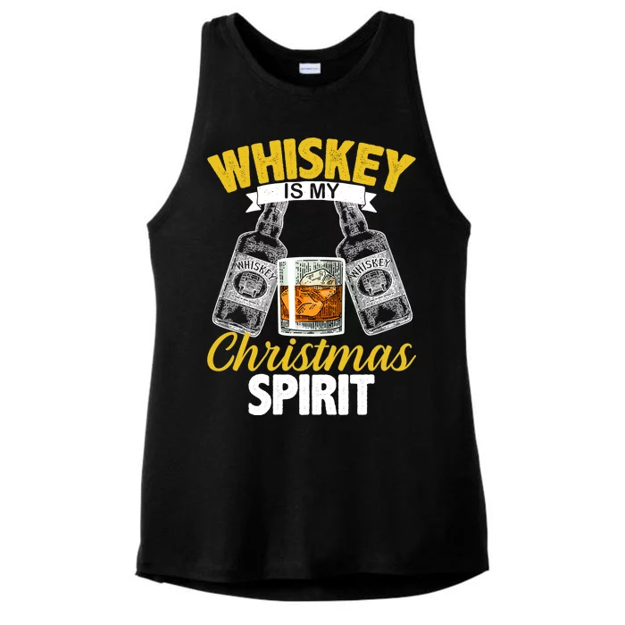 Whiskey Is My Christmas Spirit Ladies Tri-Blend Wicking Tank