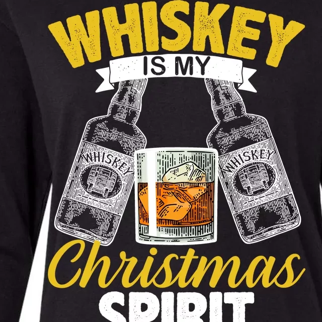 Whiskey Is My Christmas Spirit Womens Cotton Relaxed Long Sleeve T-Shirt