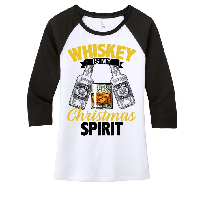 Whiskey Is My Christmas Spirit Women's Tri-Blend 3/4-Sleeve Raglan Shirt