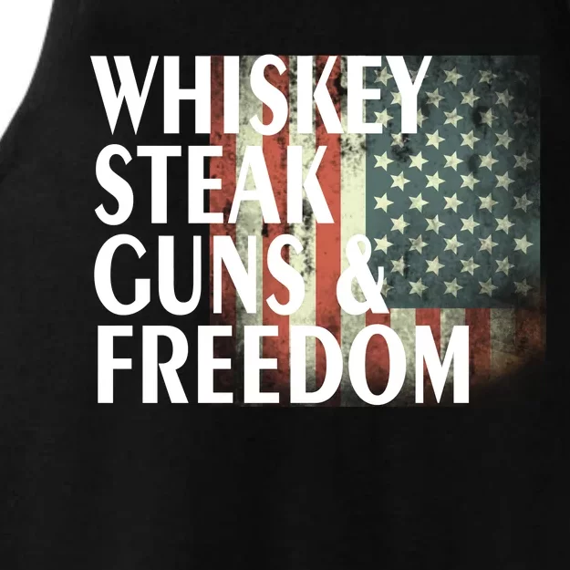 Whiskey Steak Guns And Freedom Ladies Tri-Blend Wicking Tank