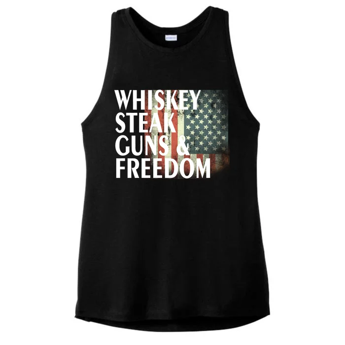 Whiskey Steak Guns And Freedom Ladies Tri-Blend Wicking Tank