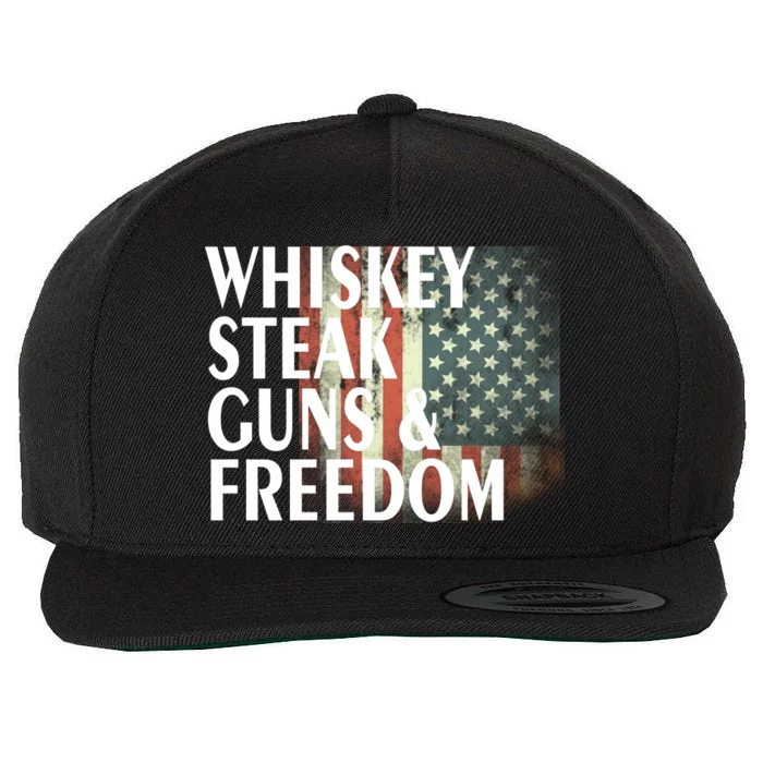 Whiskey Steak Guns And Freedom Wool Snapback Cap