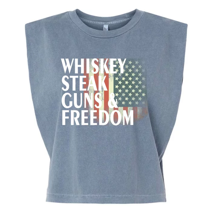 Whiskey Steak Guns And Freedom Garment-Dyed Women's Muscle Tee