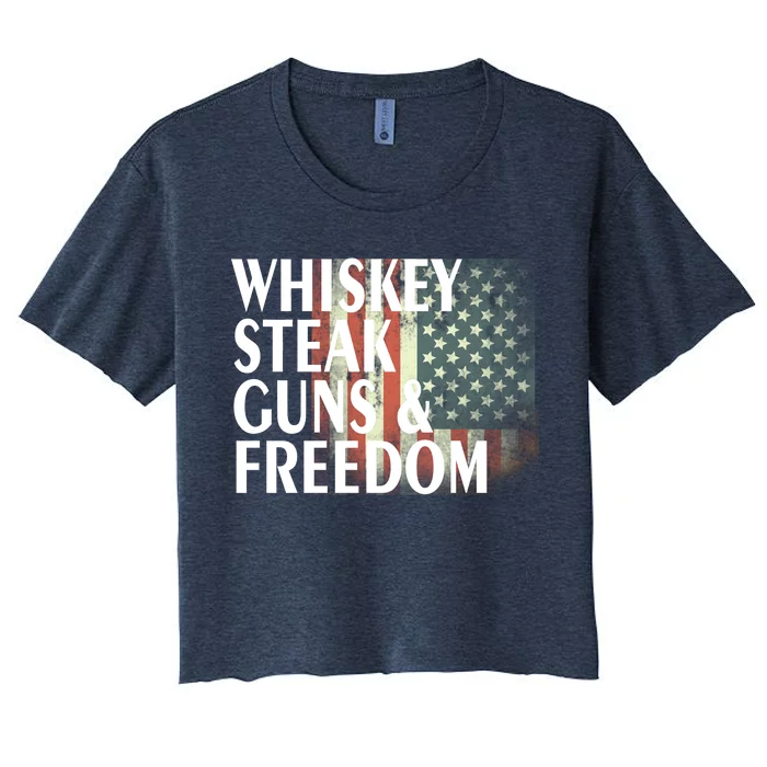 Whiskey Steak Guns And Freedom Women's Crop Top Tee