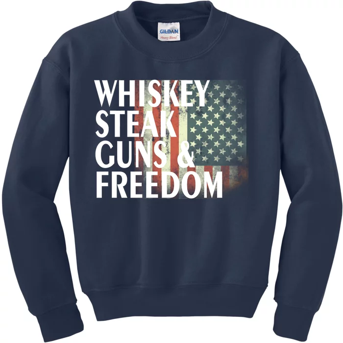 Whiskey Steak Guns And Freedom Kids Sweatshirt