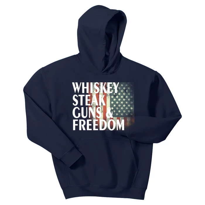 Whiskey Steak Guns And Freedom Kids Hoodie