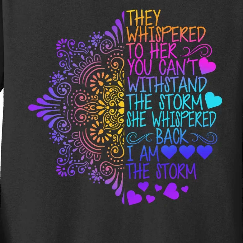 Whispered Back I Am The Storm Floral Kids Long Sleeve Shirt