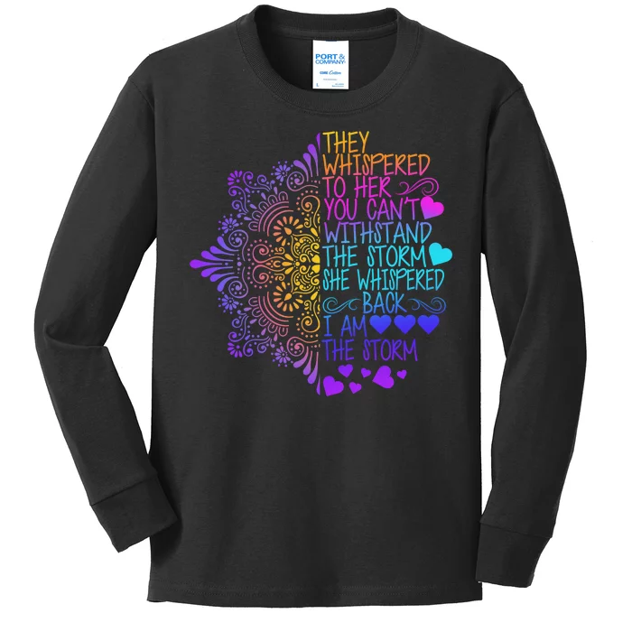 Whispered Back I Am The Storm Floral Kids Long Sleeve Shirt