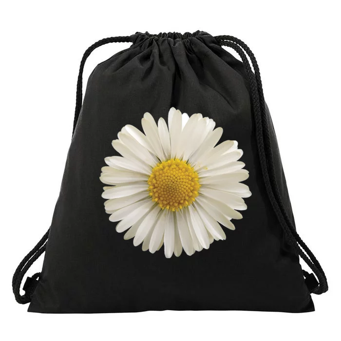 White Daisy Drawstring Bag