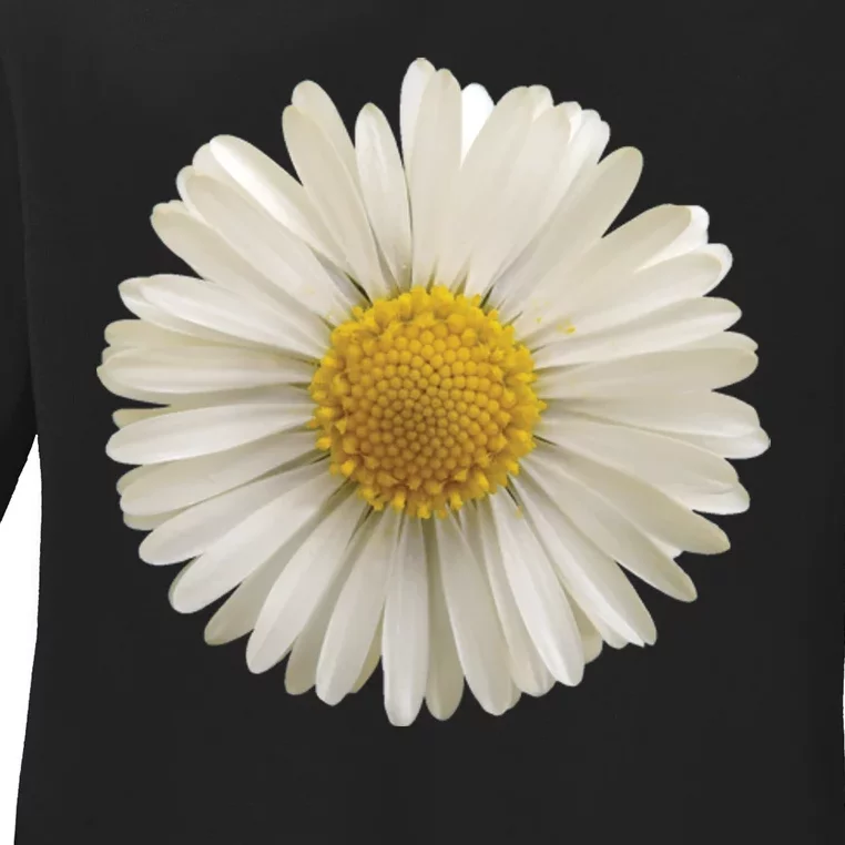 White Daisy Ladies Long Sleeve Shirt