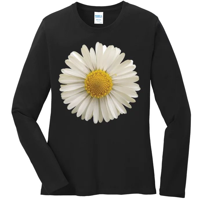 White Daisy Ladies Long Sleeve Shirt